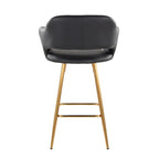 Margarite 26" Fixed-Height Counter Stool - Set of 2 - Gold Metal, Black PU