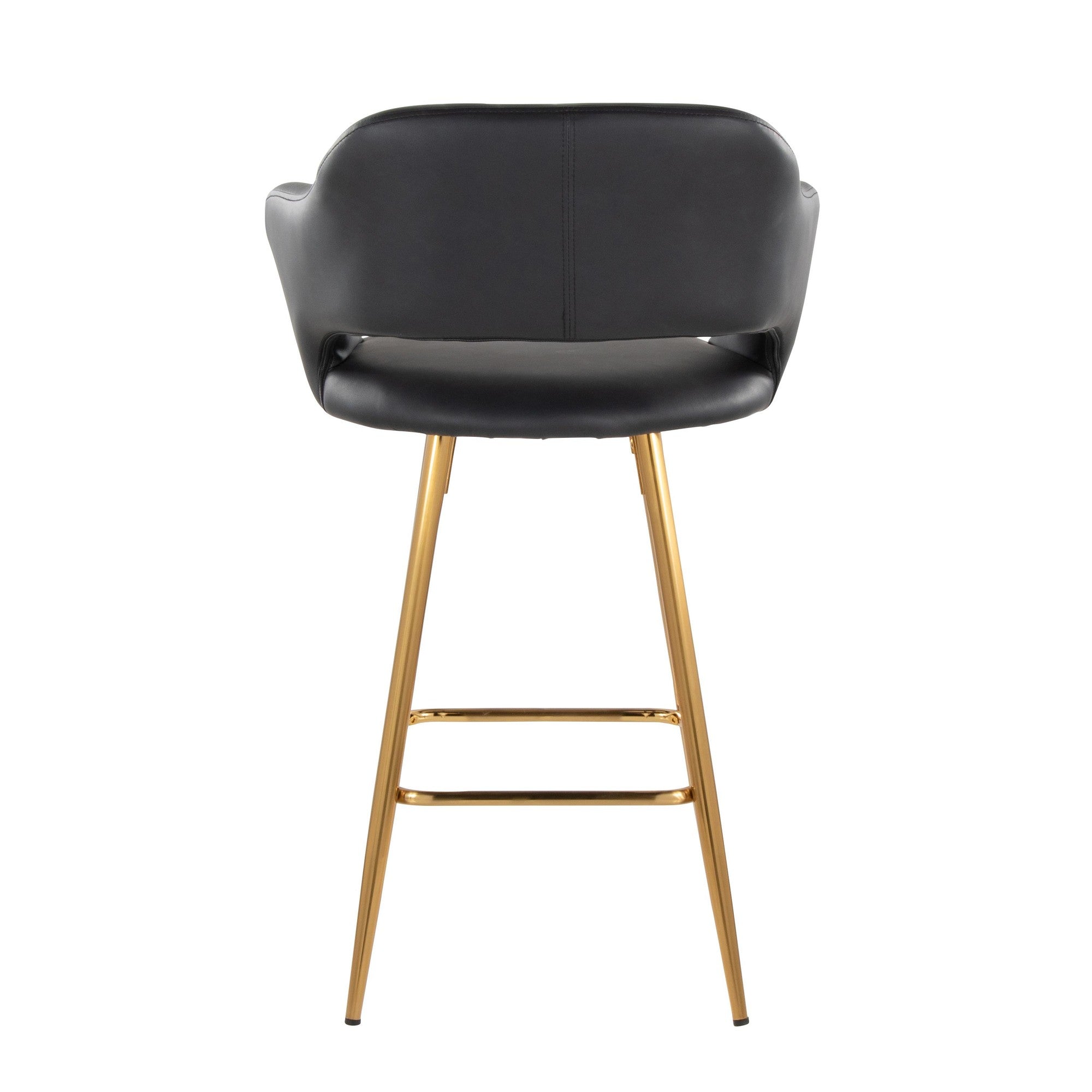 Margarite 26" Fixed-Height Counter Stool - Set of 2 - Gold Metal, Black PU