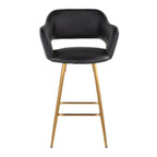 Margarite 26" Fixed-Height Counter Stool - Set of 2 - Gold Metal, Black PU