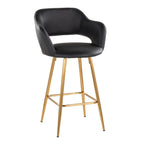 Margarite 26" Fixed-Height Counter Stool - Set of 2 - Gold Metal, Black PU