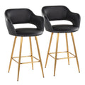 Margarite 26" Fixed-Height Counter Stool - Set of 2 - Gold Metal, Black PU