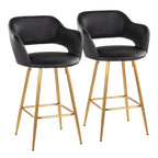 Margarite 26" Fixed-Height Counter Stool - Set of 2 - Gold Metal, Black PU
