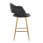 Margarite 26" Fixed-Height Counter Stool - Set of 2 - Gold Metal, Black PU