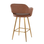 Margarite 26" Fixed-Height Counter Stool - Set of 2 - Gold Metal, Brown PU