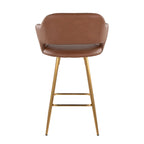 Margarite 26" Fixed-Height Counter Stool - Set of 2 - Gold Metal, Brown PU