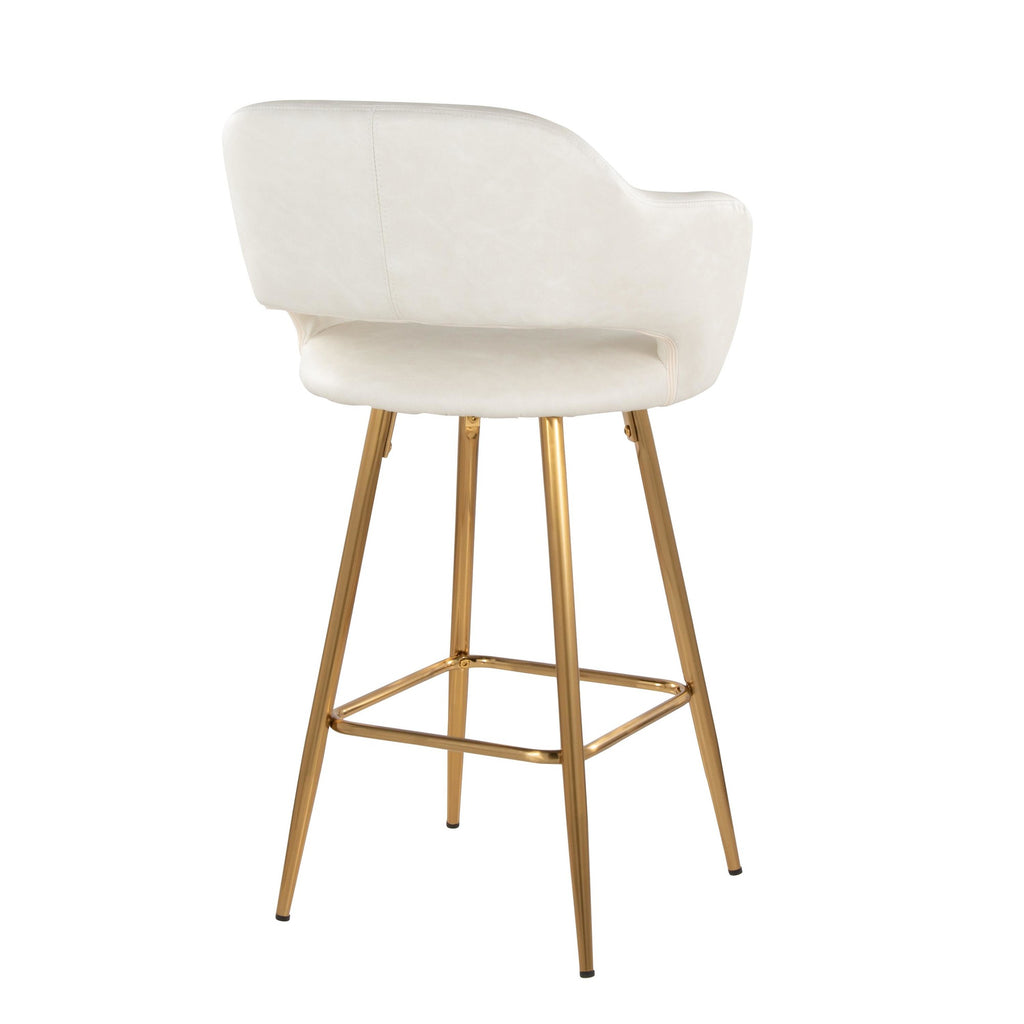 Margarite 26" Fixed-Height Counter Stool - Set of 2 - Gold Metal, Cream PU