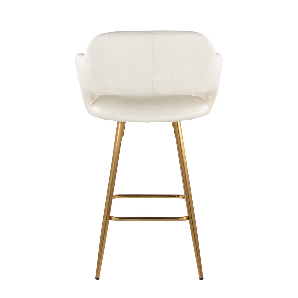 Margarite 26" Fixed-Height Counter Stool - Set of 2 - Gold Metal, Cream PU