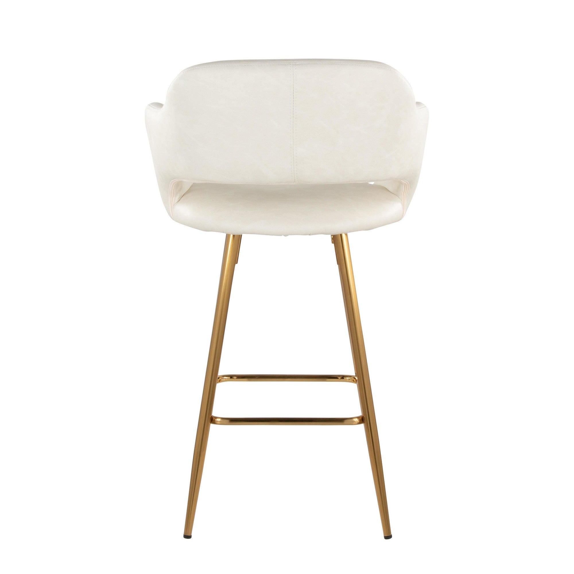 Margarite 26" Fixed-Height Counter Stool - Set of 2 - Gold Metal, Cream PU