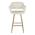 Margarite 26" Fixed-Height Counter Stool - Set of 2 - Gold Metal, Cream PU