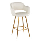 Margarite 26" Fixed-Height Counter Stool - Set of 2 - Gold Metal, Cream PU