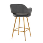 Margarite 26" Fixed-Height Counter Stool - Set of 2 - Gold Metal, Grey PU