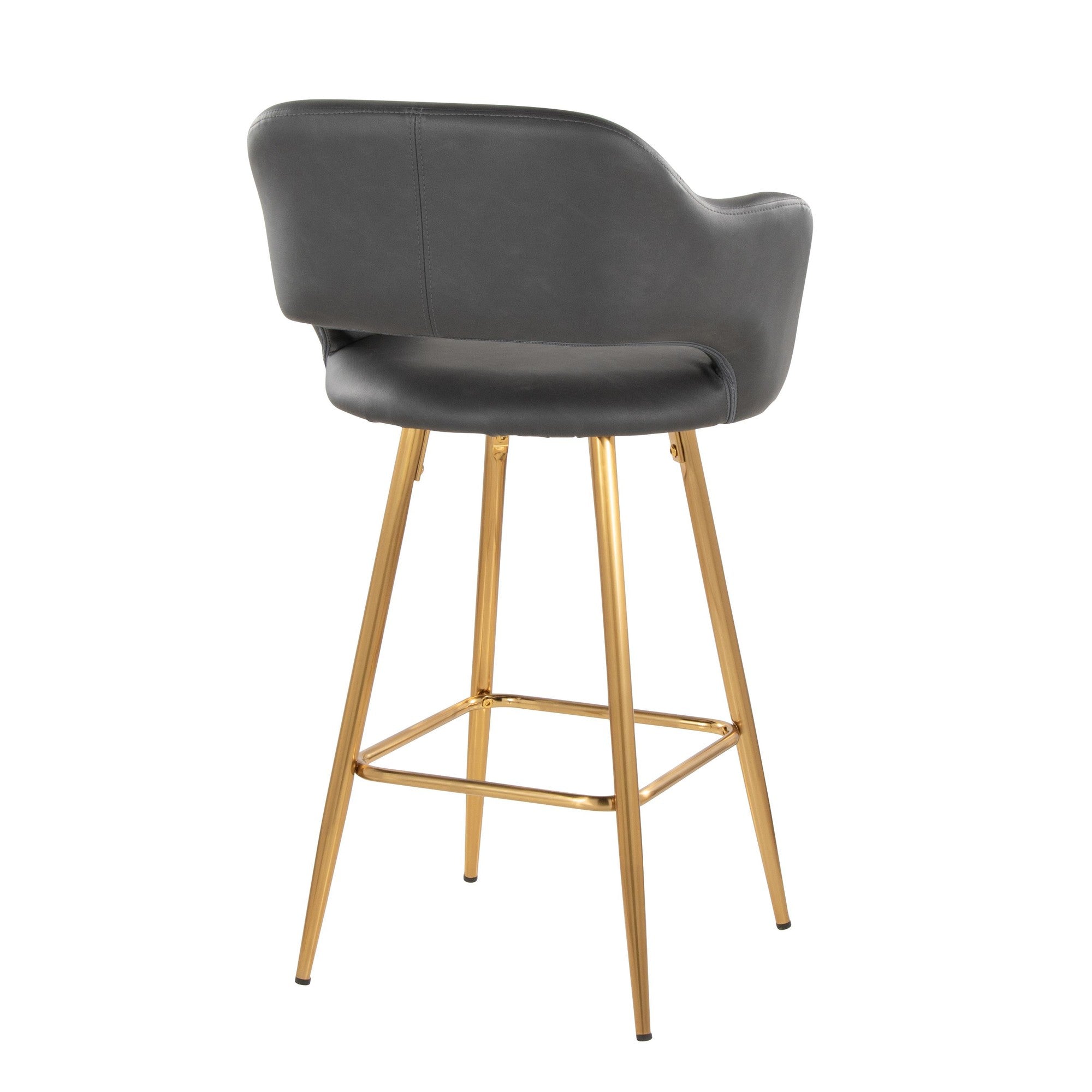 Margarite 26" Fixed-Height Counter Stool - Set of 2 - Gold Metal, Grey PU