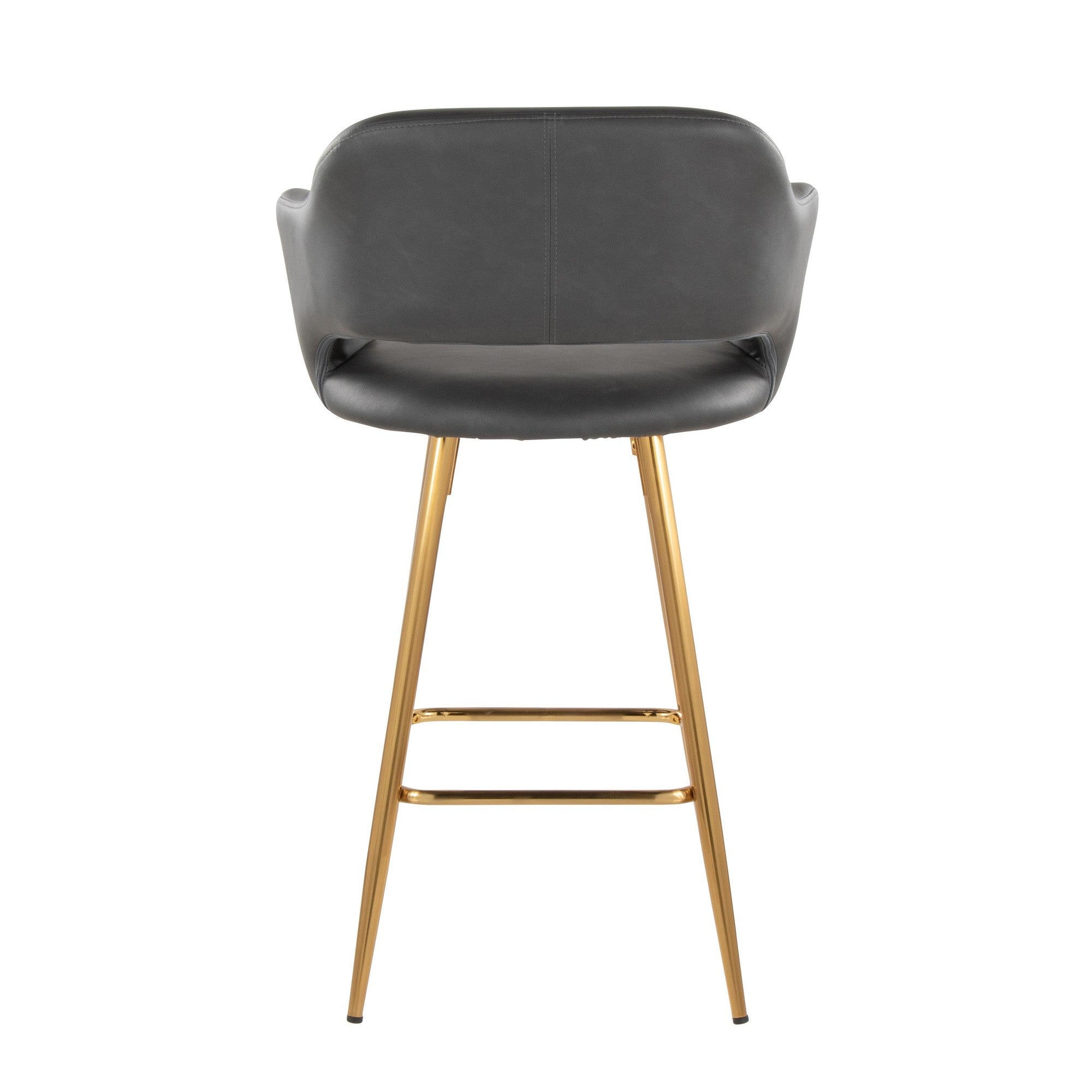 Margarite 26" Fixed-Height Counter Stool - Set of 2 - Gold Metal, Grey PU