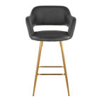 Margarite 26" Fixed-Height Counter Stool - Set of 2 - Gold Metal, Grey PU