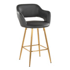 Margarite 26" Fixed-Height Counter Stool - Set of 2 - Gold Metal, Grey PU