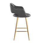 Margarite 26" Fixed-Height Counter Stool - Set of 2 - Gold Metal, Grey PU