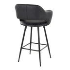 Margarite 26" Fixed-Height Counter Stool - Set of 2 - Black Metal, Black PU
