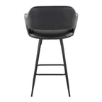 Margarite 26" Fixed-Height Counter Stool - Set of 2 - Black Metal, Black PU