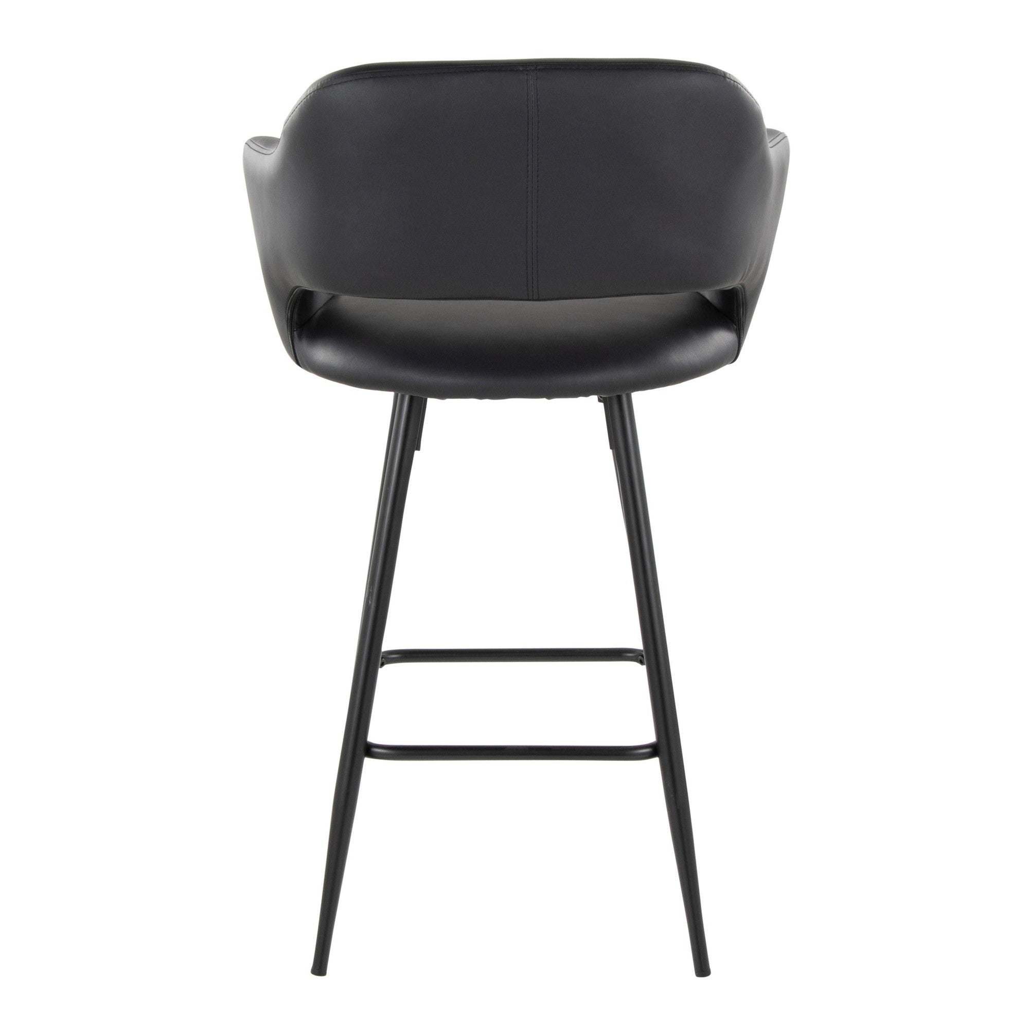 Margarite 26" Fixed-Height Counter Stool - Set of 2 - Black Metal, Black PU