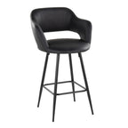 Margarite 26" Fixed-Height Counter Stool - Set of 2 - Black Metal, Black PU