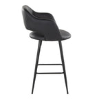 Margarite 26" Fixed-Height Counter Stool - Set of 2 - Black Metal, Black PU