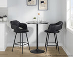 Margarite 26" Fixed-Height Counter Stool - Set of 2 - Black Metal, Black PU