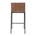 Mason Mara 26" Fixed-Height Counter Stool - Set of 2 - Black Metal, Walnut Wood, Grey PU