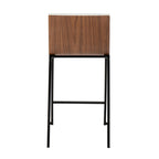 Mason Mara 26" Fixed-Height Counter Stool - Set of 2 - Black Metal, Walnut Wood, White PU