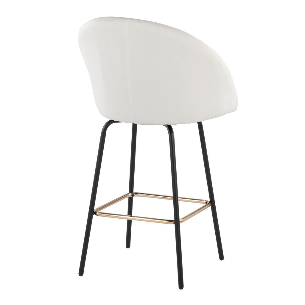 Matisse High Back 26" Fixed-Height Counter Stool - Set of 2 - Black Metal, Cream Performance Fabric, Gold Metal