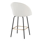 Matisse High Back 26" Fixed-Height Counter Stool - Set of 2 - Black Metal, Cream Performance Fabric, Gold Metal