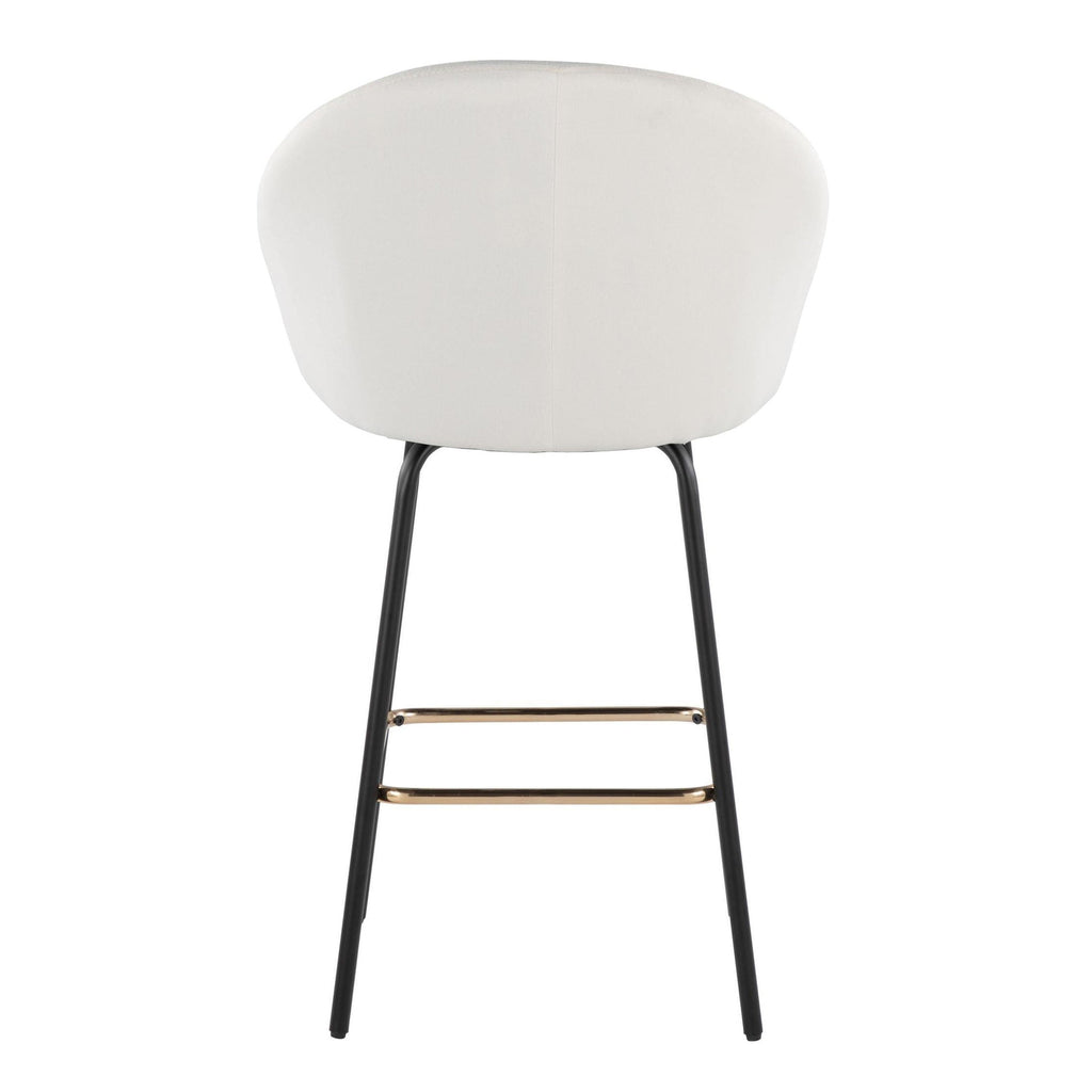Matisse High Back 26" Fixed-Height Counter Stool - Set of 2 - Black Metal, Cream Performance Fabric, Gold Metal