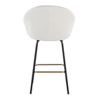 Matisse High Back 26" Fixed-Height Counter Stool - Set of 2 - Black Metal, Cream Performance Fabric, Gold Metal