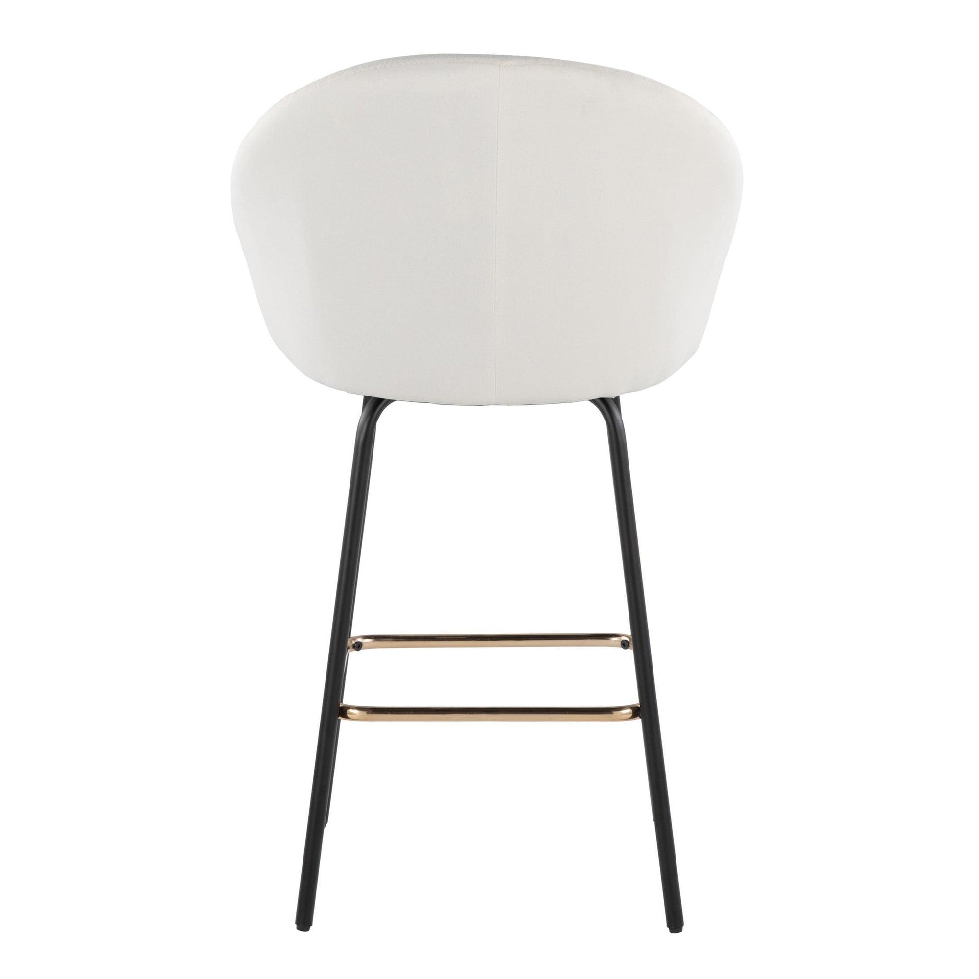 Matisse High Back 26" Fixed-Height Counter Stool - Set of 2 - Black Metal, Cream Performance Fabric, Gold Metal