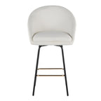 Matisse High Back 26" Fixed-Height Counter Stool - Set of 2 - Black Metal, Cream Performance Fabric, Gold Metal