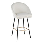 Matisse High Back 26" Fixed-Height Counter Stool - Set of 2 - Black Metal, Cream Performance Fabric, Gold Metal