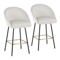 Matisse High Back 26" Fixed-Height Counter Stool - Set of 2 - Black Metal, Cream Performance Fabric, Gold Metal