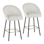 Matisse High Back 26" Fixed-Height Counter Stool - Set of 2 - Black Metal, Cream Performance Fabric, Gold Metal