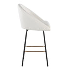 Matisse High Back 26" Fixed-Height Counter Stool - Set of 2 - Black Metal, Cream Performance Fabric, Gold Metal
