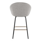 Matisse High Back 26" Fixed-Height Counter Stool - Set of 2 - Black Metal, Grey Performance Fabric, Gold Metal
