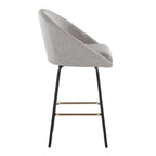 Matisse High Back 26" Fixed-Height Counter Stool - Set of 2 - Black Metal, Grey Performance Fabric, Gold Metal