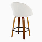 Matisse High Back 26" Fixed-Height Counter Stool - Set of 2 - Walnut Wood, Cream Fabric, Black Metal
