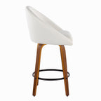 Matisse High Back 26" Fixed-Height Counter Stool - Set of 2 - Walnut Wood, Cream Fabric, Black Metal