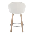 Matisse High Back 26" Fixed-Height Counter Stool - Set of 2 - Whitewashed Wood, Cream Fabric, Chrome Metal