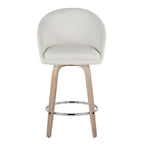 Matisse High Back 26" Fixed-Height Counter Stool - Set of 2 - Whitewashed Wood, Cream Fabric, Chrome Metal
