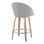 Matisse High Back 26" Fixed-Height Counter Stool - Set of 2 - Whitewashed Wood, Grey Fabric, Chrome Metal
