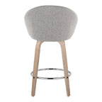 Matisse High Back 26" Fixed-Height Counter Stool - Set of 2 - Whitewashed Wood, Grey Fabric, Chrome Metal