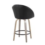 Matisse High Back 26" Fixed-Height Counter Stool - Set of 2 - Light Grey Wood, Black PU, Black Metal