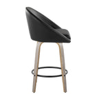 Matisse High Back 26" Fixed-Height Counter Stool - Set of 2 - Light Grey Wood, Black PU, Black Metal