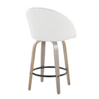 Matisse High Back 26" Fixed-Height Counter Stool - Set of 2 - Light Grey Wood, White PU, Black Metal