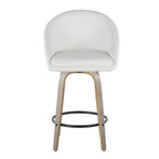 Matisse High Back 26" Fixed-Height Counter Stool - Set of 2 - Light Grey Wood, White PU, Black Metal